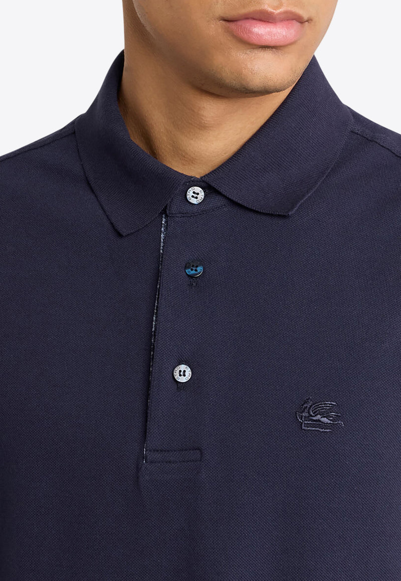 Etro Pegaso Embroidered Polo T-shirt Navy MRMD0005-AC274 B0387