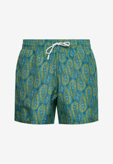 Etro Paisley Print Swim Shorts Green MRPB0001-99SAST4 X0890