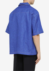 Sunnei Oversized Bowling Shirt Blue MRTWMSHR018-LIN001/M_SUNNE-EBL