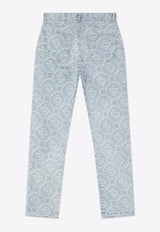 Casablanca Bleached Monogram Straight-Leg Pants Blue MS22-TR-002DENIM