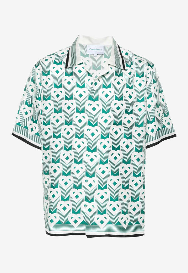 Casablanca Heart Monogram Silk Bowling Shirt Multicolor MS24-SH-003-10MULTICOLOUR
