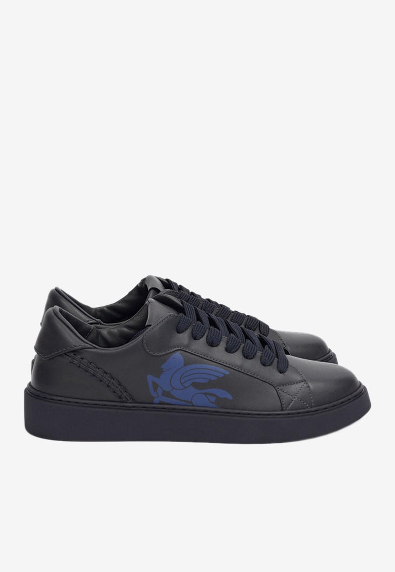 Etro Pegaso Leather Low-Top Sneakers Black MS4C0004-AP304 B0711