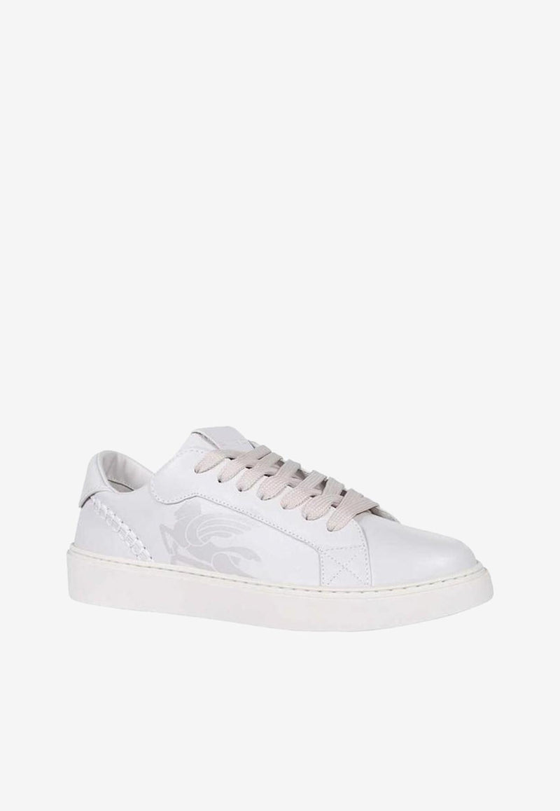 Etro Pegaso Leather Low-Top Sneakers White MS4C0004-AP304 W0111