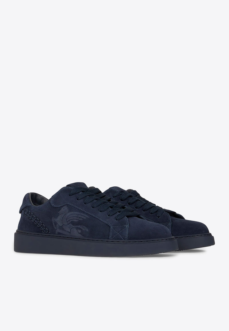 Etro Pegaso Embossed Suede Low-Top Sneakers Blue MS4C0004-AP358 B0711