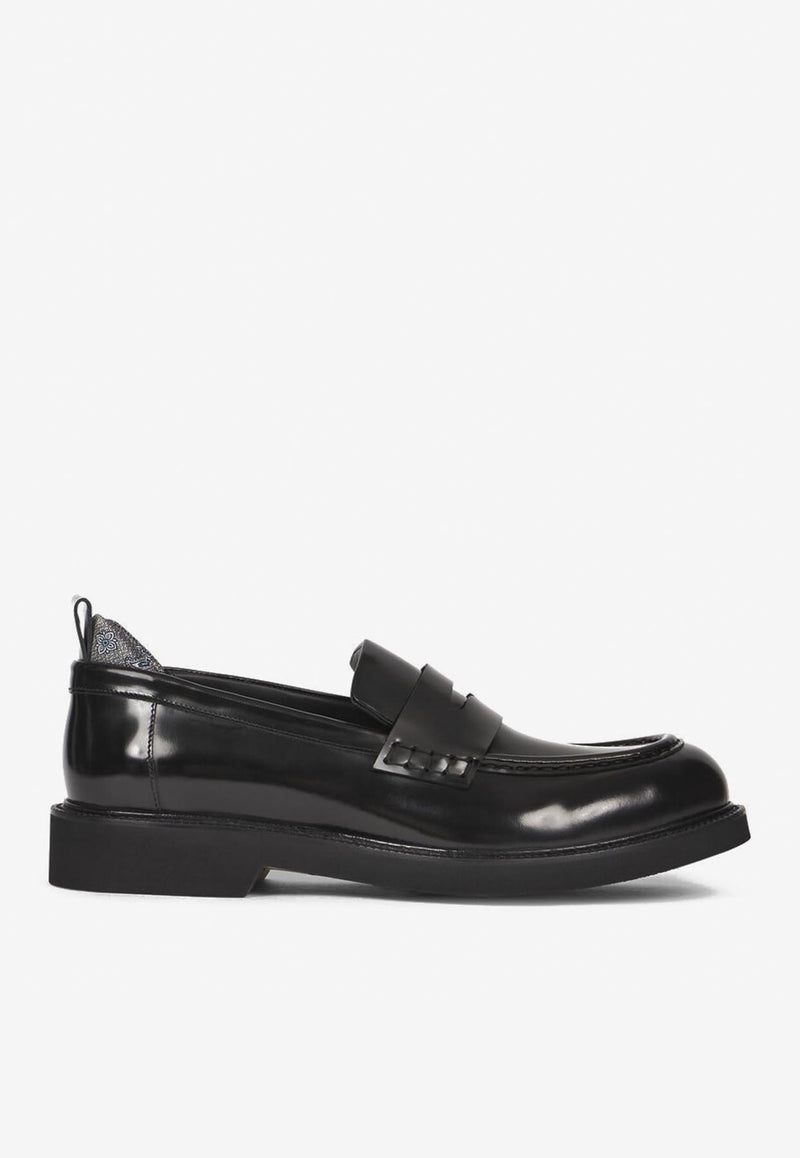 Etro Shiny Leather Penny Loafers Black MS4K0003-AP306 N0000