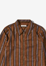 Wales Bonner Chorus Striped Zip Shirt Brown MSH03_WV02_8850