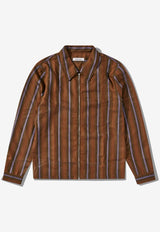 Wales Bonner Chorus Striped Zip Shirt Brown MSH03_WV02_8850