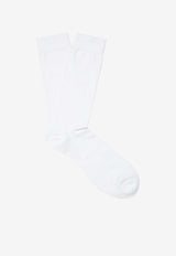 Sunspel Logo Print Ribbed Socks White MSOC9160WHITE