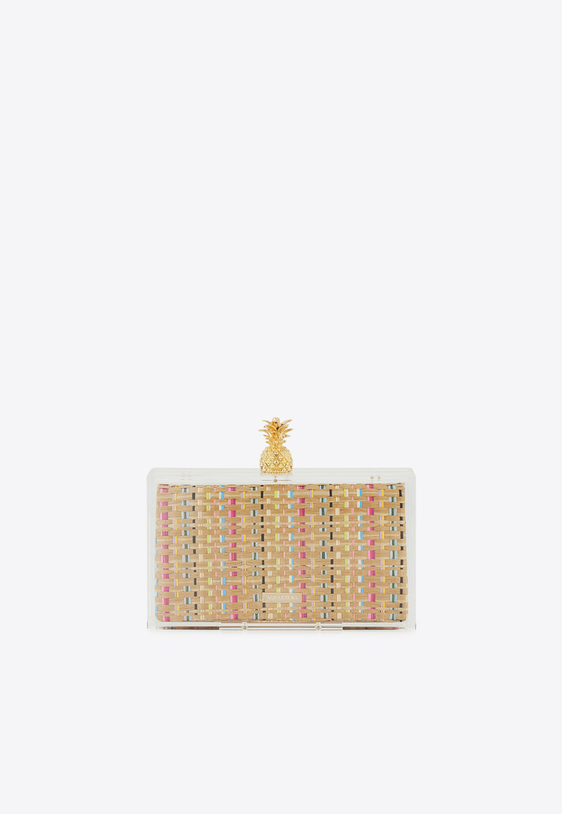 Aquazzura Mustique Clutch with Raffia Pouch MSQCLUC0-RRBTRL TRANSPARENT