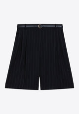 Max Mara Mstere Pinstripe Wool Bermuda Shorts  Blue MSTERECO/S_MAXMS-001