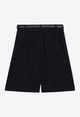 Max Mara Mstere Pinstripe Wool Bermuda Shorts  Blue MSTERECO/S_MAXMS-001