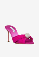 Aquazzura Mystery 85 Satin Mules with Crystal-Sphere Pink MSYMIDM0-CHAAZL AZALEA PINK
