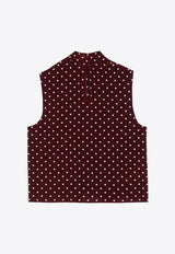 Miu Miu Bow Detail Polka Dot Silk Top Maroon MT1806OOO13LG/P_MIU-F0FDD