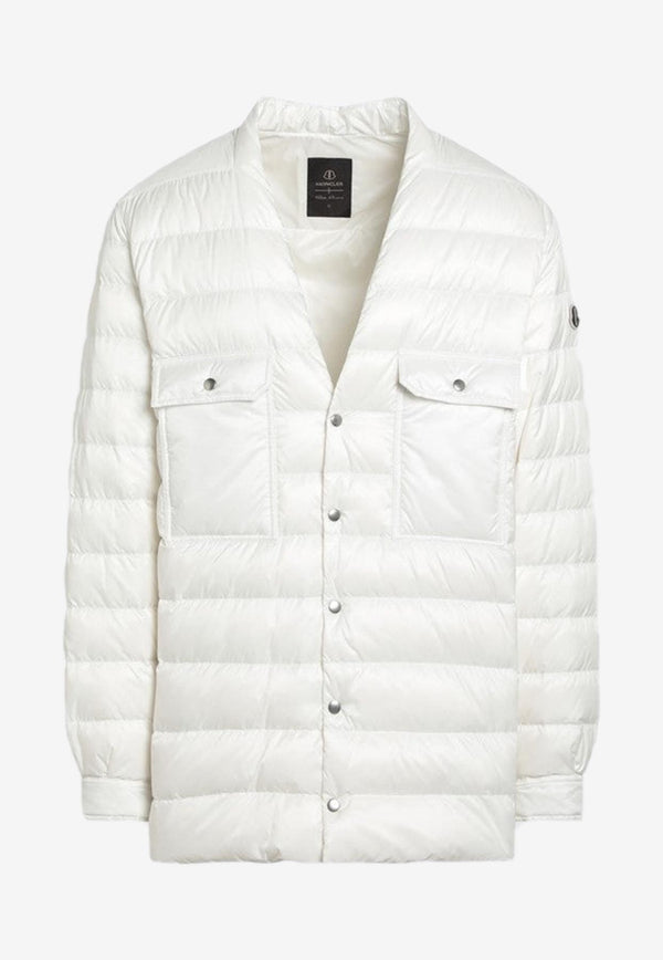 Moncler + Rick Owens Quilted Down V-neck Jacket White MU02D2F01M4426/P_RICKO-041