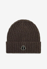 Moncler + Rick Owens Logo Patch Wool and Cashmere Beanie Brown MU02D3B01M4281/P_RICKO-25X