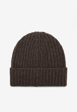 Moncler + Rick Owens Logo Patch Wool and Cashmere Beanie Brown MU02D3B01M4281/P_RICKO-25X