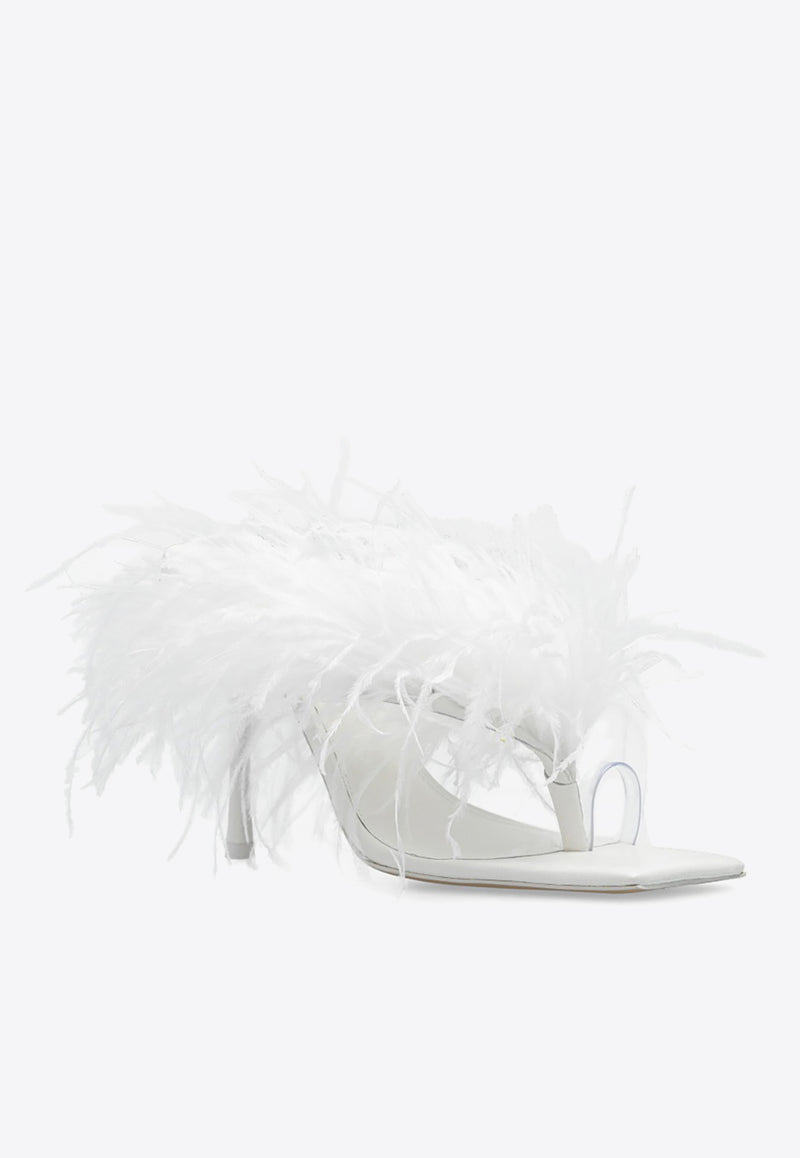 Cult Gaia Shannon 115 Feathered Sandals White MU1358FE_000_OFFWHI