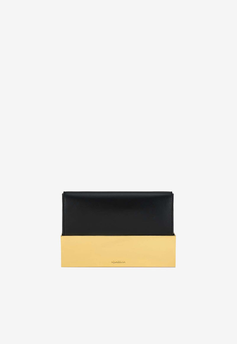 Aquazzura Muse Clutch in Nappa Leather MUSCLUC0-NAPBLD BLACK/LIGHT GOLD