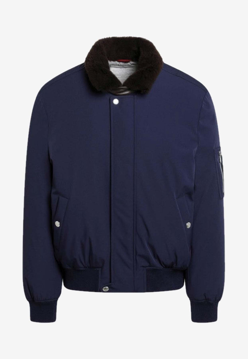 Brunello Cucinelli Logo Patch Puffer Jacket Blue MV4061625NY/R_CUCIN-CXM22