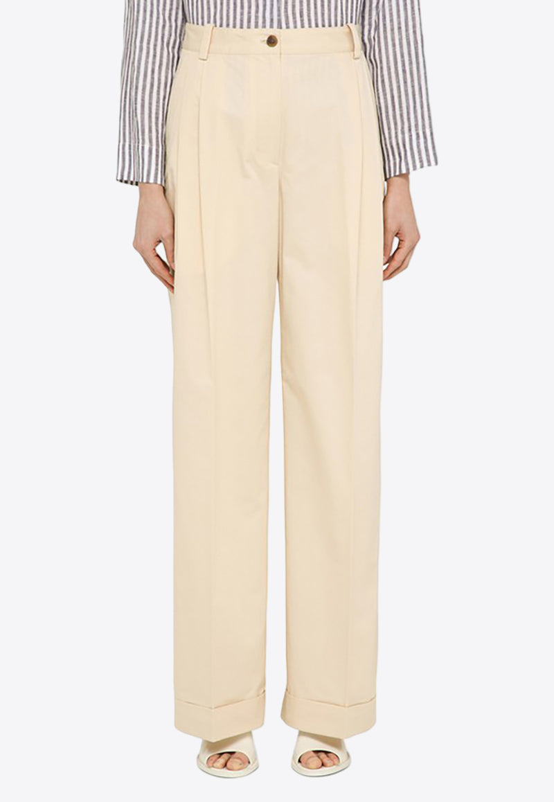 Maison Kitsuné Pleated Straight Pants White MW01103WW0102/O_KIT-P205