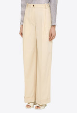 Maison Kitsuné Pleated Straight Pants White MW01103WW0102/O_KIT-P205