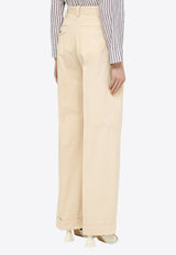 Maison Kitsuné Pleated Straight Pants White MW01103WW0102/O_KIT-P205