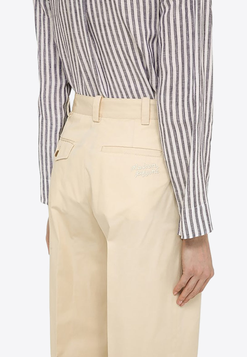 Maison Kitsuné Pleated Straight Pants White MW01103WW0102/O_KIT-P205