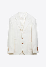 Brunello Cucinelli Single-Breasted Linen and Wool Blend Blazer White MW4827BNDLI/O_CUCIN-C601
