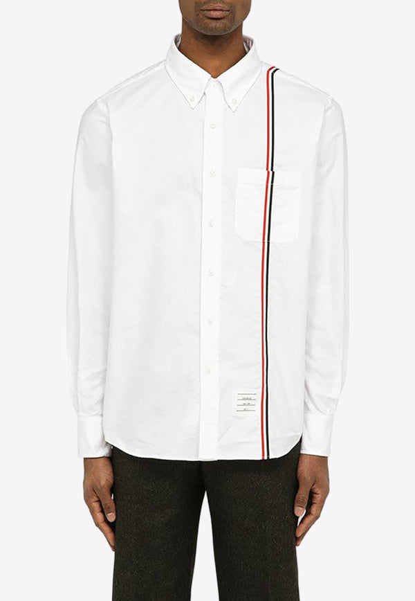 Thom Browne Long-Sleeved Poplin Shirt with Signature Stripes White MWL396AF0313/O_THOMB-100