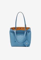 MCM Himmel Embossed Logo Leather Tote Bag Blue MWPESAC04BLUE