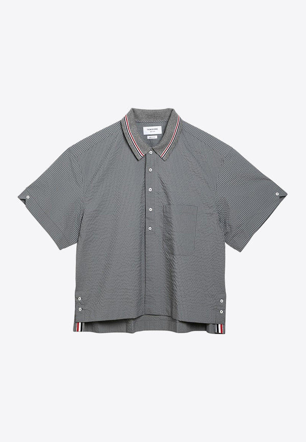 Thom Browne Striped Short-Sleeved Shirt MWS317CF0595/O_THOMB-035