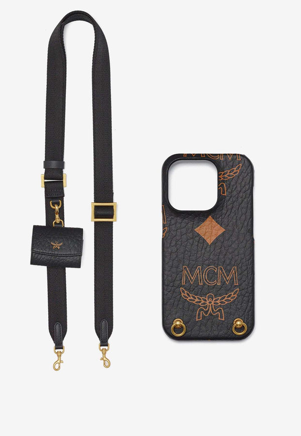 MCM iPhone 15 Pro Case with AirPods Pro Charm MXEEATA02BLACK MULTI