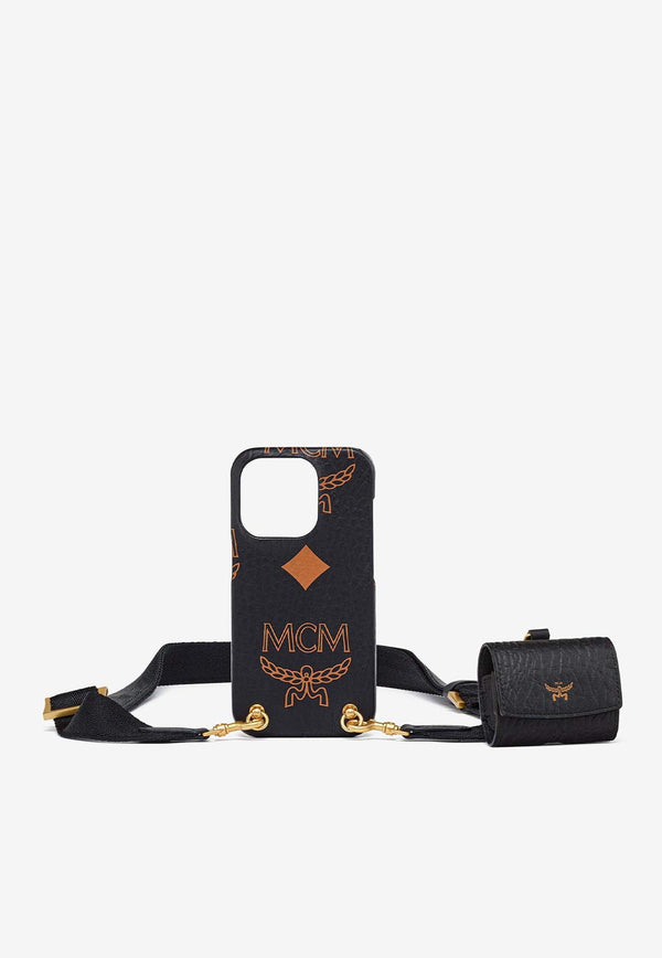 MCM iPhone 15 Pro Case with AirPods Pro Charm MXEEATA02BLACK MULTI