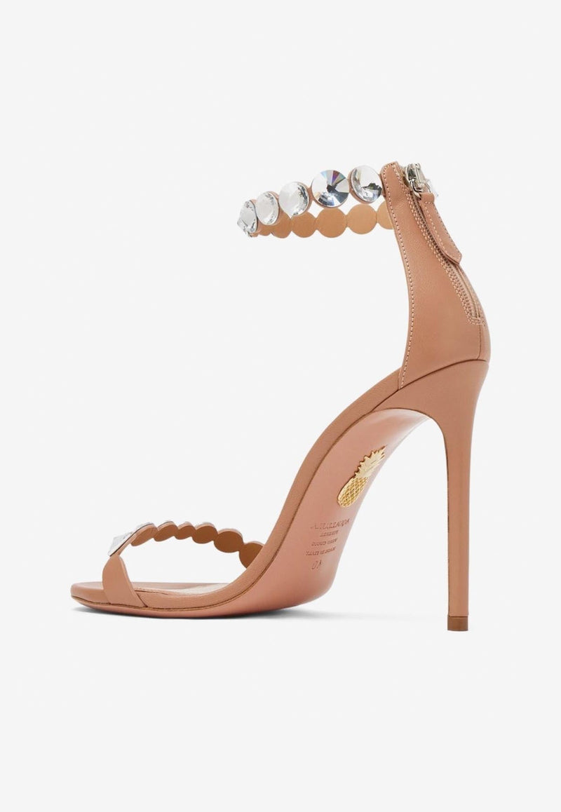 Aquazzura Maxi-Tequila 105 Crystal-Embellished Sandals MXQHIGS0-NAPPWP POWDER PINK
