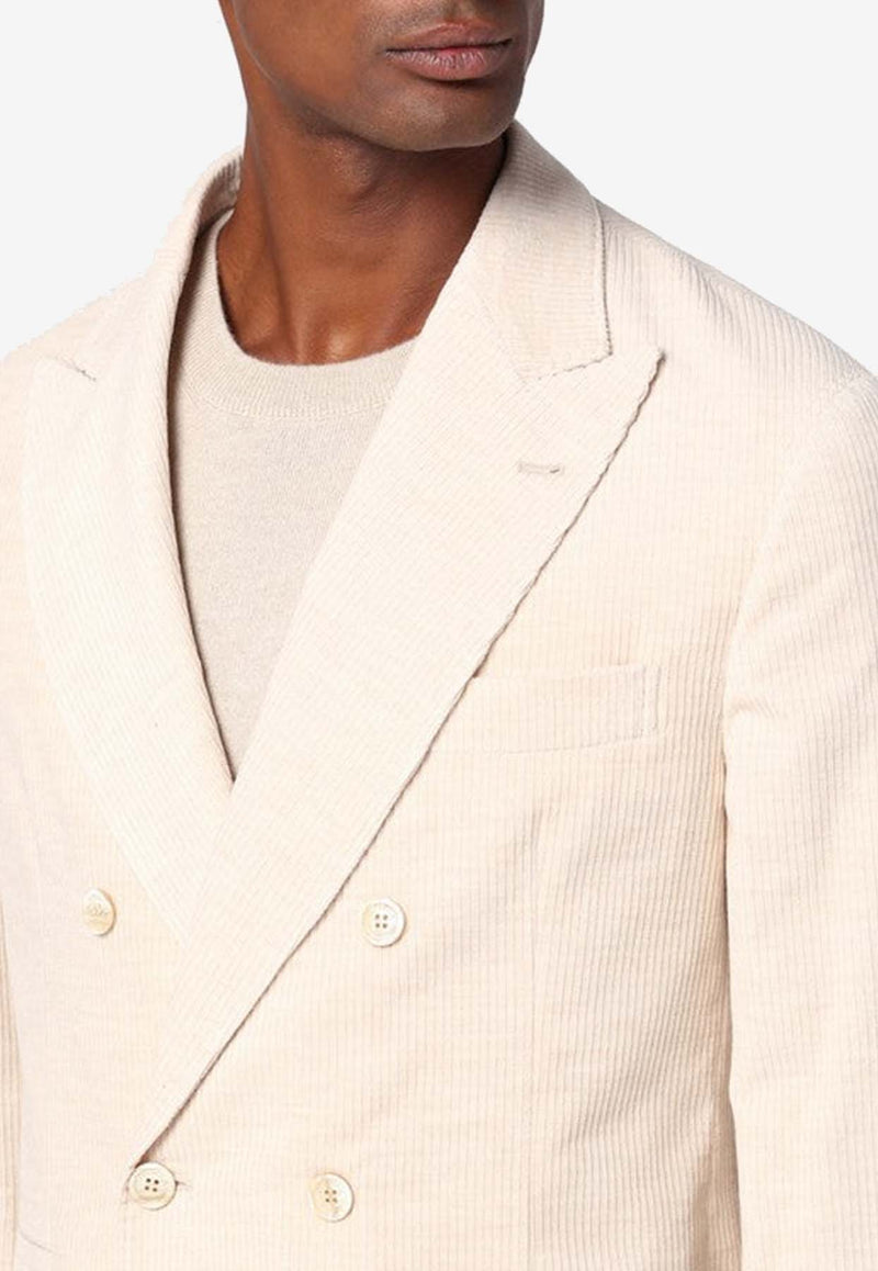 Brunello Cucinelli Corduroy Double-Breasted Blazer Beige MY4767BBDCO/P_CUCIN-C003