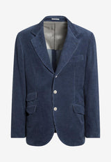 Brunello Cucinelli Single-Breasted Corduroy Blazer Blue MY4767BWDCO/P_CUCIN-C024