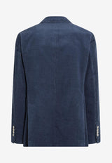 Brunello Cucinelli Single-Breasted Corduroy Blazer Blue MY4767BWDCO/P_CUCIN-C024