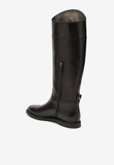 Brunello Cucinelli Shiny Leather Knee-High Boots Dark Brown MZOLC3039LE/R_CUCIN-C8279