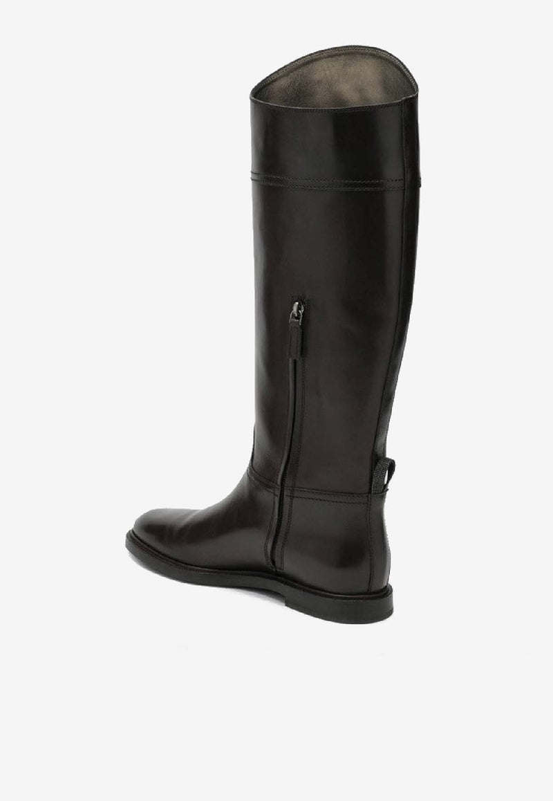 Brunello Cucinelli Shiny Leather Knee-High Boots Dark Brown MZOLC3039LE/R_CUCIN-C8279