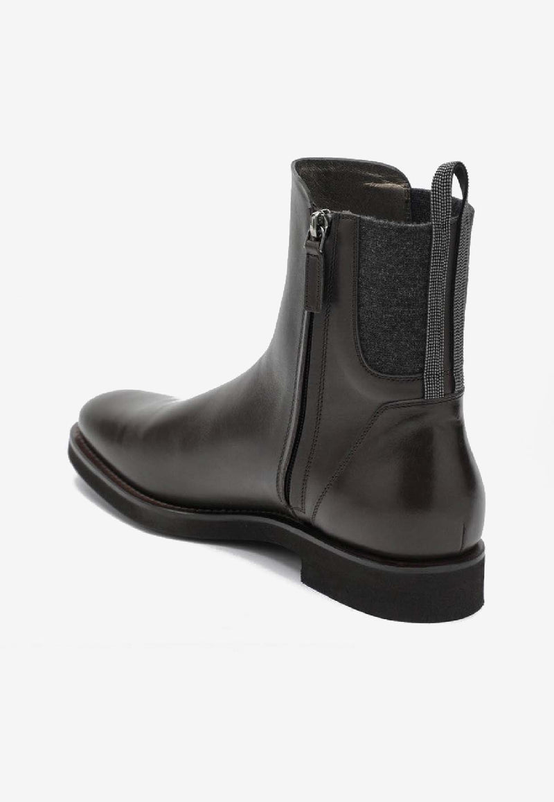 Brunello Cucinelli Shiny Leather Boots Brown MZOLG3033LE/R_CUCIN-C8279