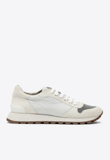 Brunello Cucinelli Suede Low-Top Sneakers with Monili Toe White MZSFG1960LE/O_CUCIN-C6280