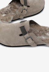 Brunello Cucinelli Monili Embellished Suede Slippers Gray MZSFG2552LE/P_CUCIN-C5859