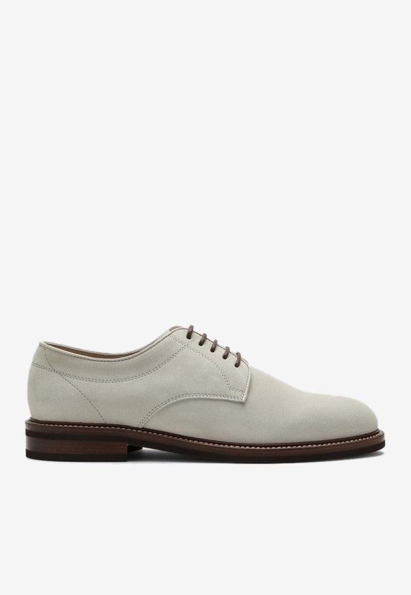 Brunello Cucinelli Classic Suede Derby Shoes Beige MZUNICK771LE/P_CUCIN-C8291