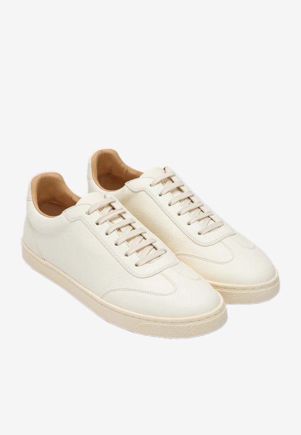 Brunello Cucinelli Leather Low-Top Sneakers Ivory MZUOLYN309LE/P_CUCIN-C6293