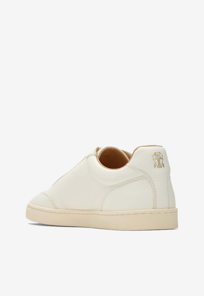 Brunello Cucinelli Leather Low-Top Sneakers Ivory MZUOLYN309LE/P_CUCIN-C6293