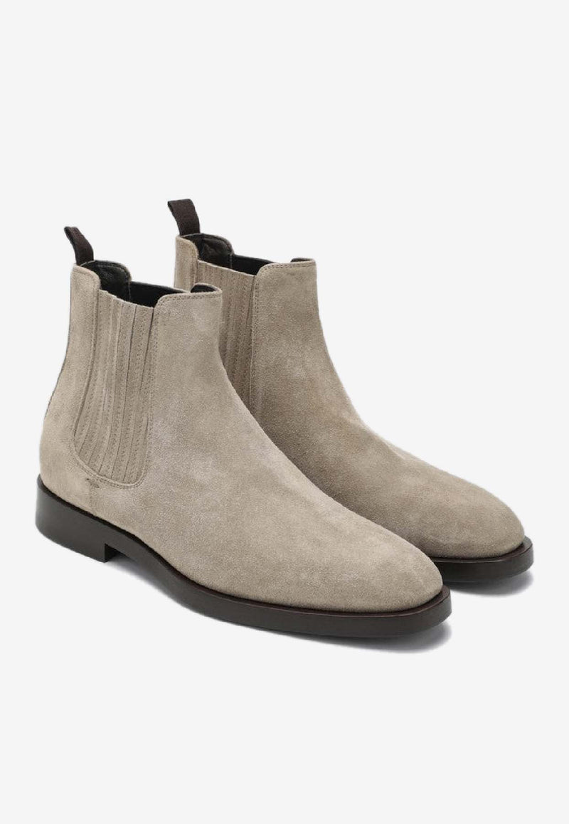 Brunello Cucinelli Suede Chelsea Boots Beige MZUPEAV715LE/R_CUCIN-C6761