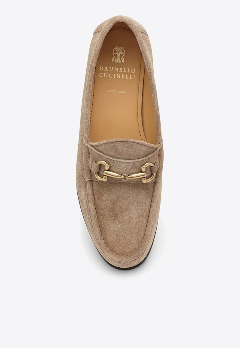 Brunello Cucinelli Suede Loafers with Horsebit Detail Brown MZUPEAV797LE/O_CUCIN-C8051