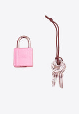 Micro Picotin Lock 14 in Rose Bubblegum Ostrich with Palladium Hardware