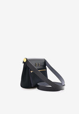 Mini Herbag Zip Retourne 20 in Bleu Indigo Canvas and Hunter Leather with Gold Hardware