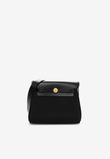 Mini Herbag Zip Retourne 20 in Bleu Indigo Canvas and Hunter Leather with Gold Hardware